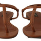 Elegant Leather T-Strap Flat Sandals