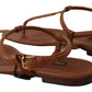 Elegant Leather T-Strap Flat Sandals