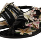 Floral Crystal-Embellished Silk Slide Sandals