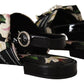 Floral Crystal-Embellished Silk Slide Sandals