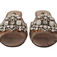 Crystal Embellished Nude Leather Slides