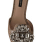 Crystal Embellished Nude Leather Slides