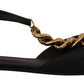 Elegant Gold Chain T-Strap Flat Sandals
