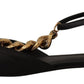Elegant Gold Chain T-Strap Flat Sandals