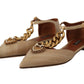 Elegant Heart Devotion Chain Embellished Sandals