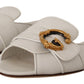 Elegant White Flat Sandals with DG Logo Embellishment