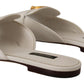 Elegant White Flat Sandals with DG Logo Embellishment
