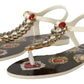 T-Strap Heart Crystal Embellished Sandals