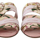 Floral Crystal-Embellished Silk Slide Flats