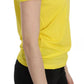 Yellow Round Neck Short Sleeve Shirt Top Blouse