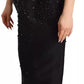 Black Embellish Sleeveless Ribbon Floor Length Dress