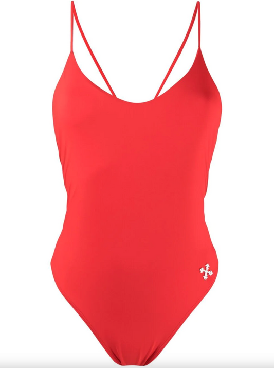 Red Polyester Women Swimsuit