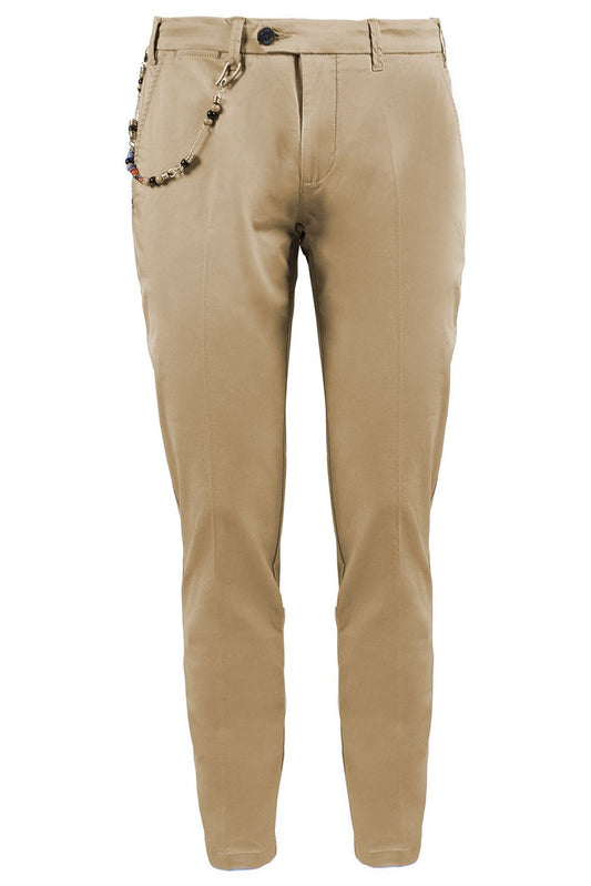 Beige Cotton Men Pants