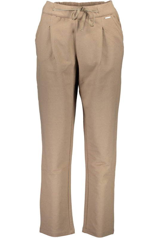 Beige Cotton Women Pant