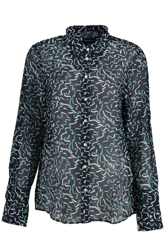 Blue Cotton Women Shirt