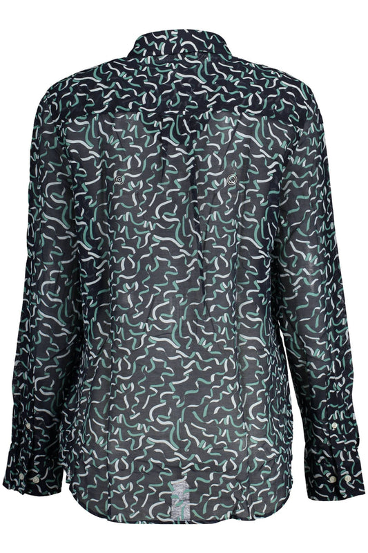 Blue Cotton Women Shirt