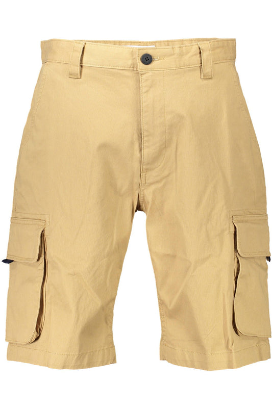Beige Cotton Men Bermuda