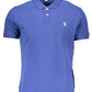 Blue Cotton Men Polo Shirt