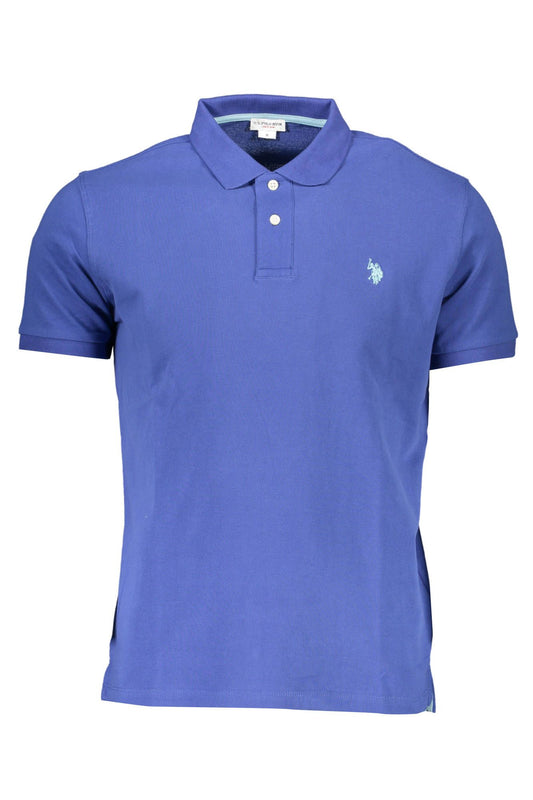 Blue Cotton Men Polo Shirt