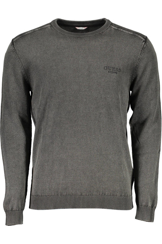 Black Cotton Men Sweater