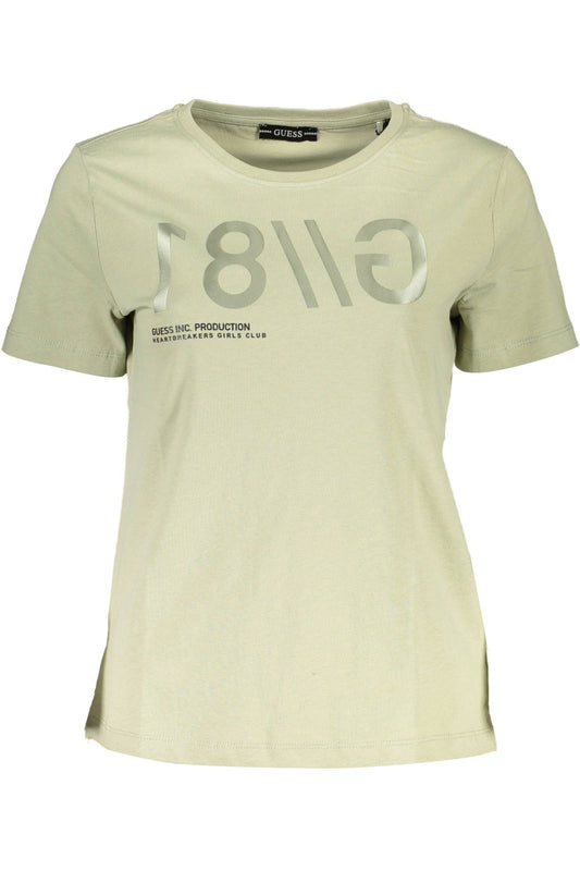 Green Cotton Women T-Shirt