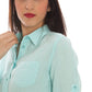 Light Blue Linen Women Shirt