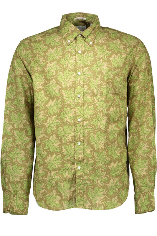 Green Cotton Men Shirt