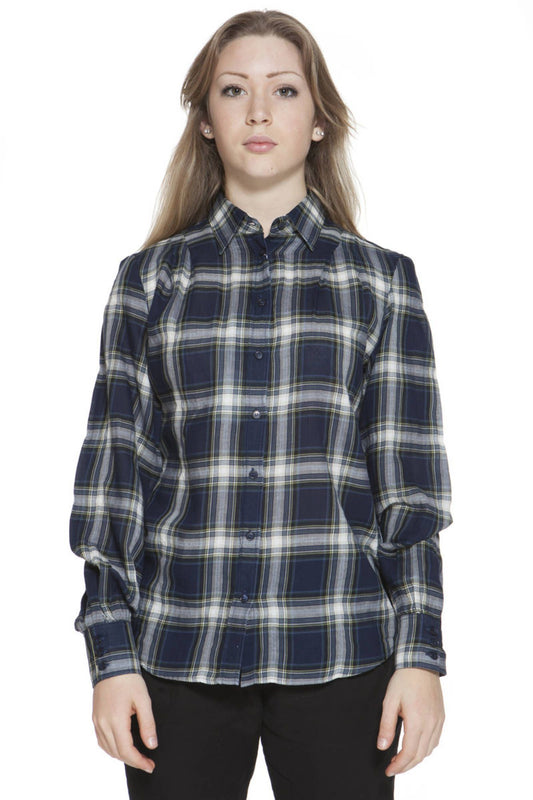 Blue Cotton Women Shirt