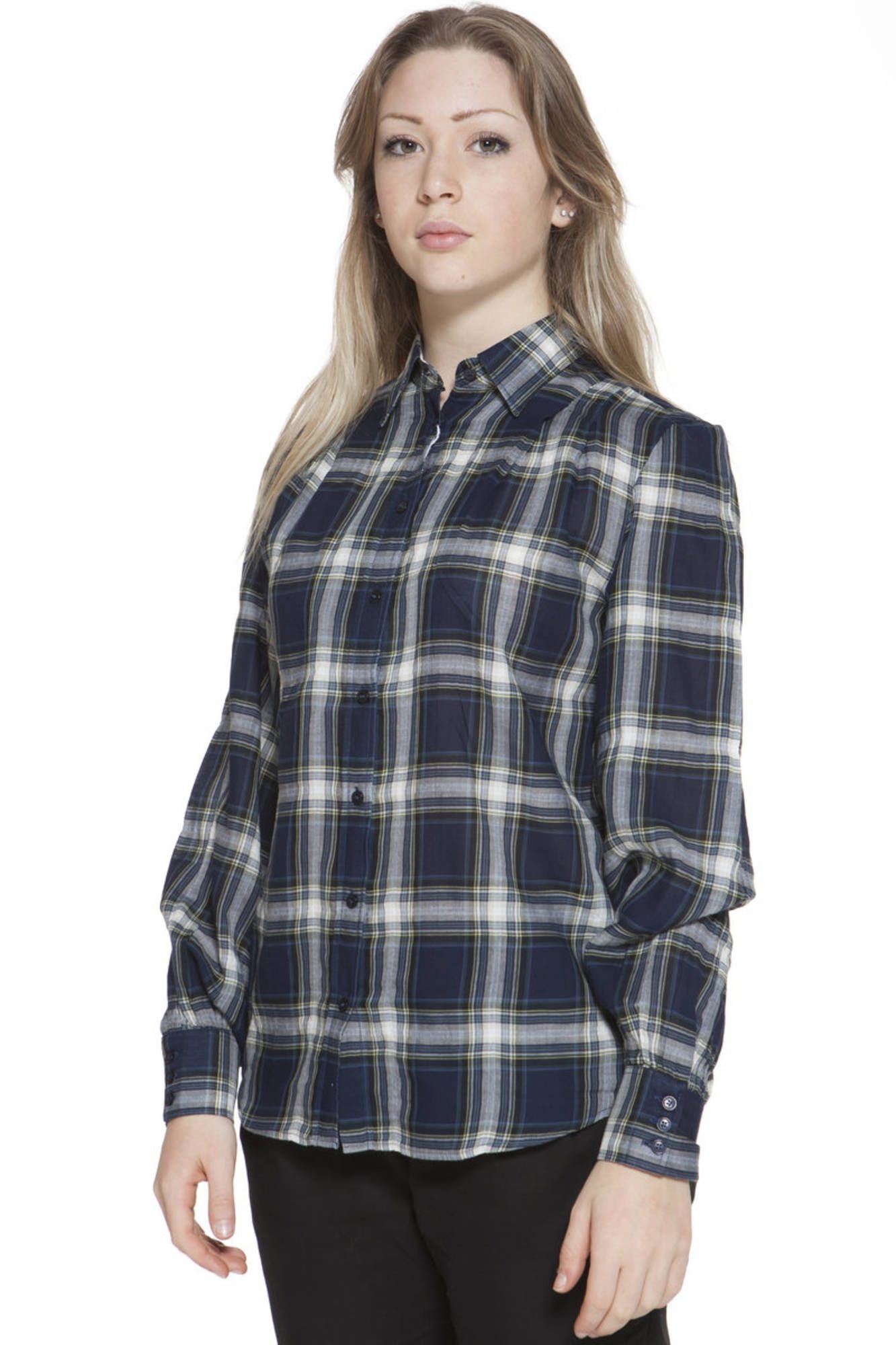 Blue Cotton Women Shirt