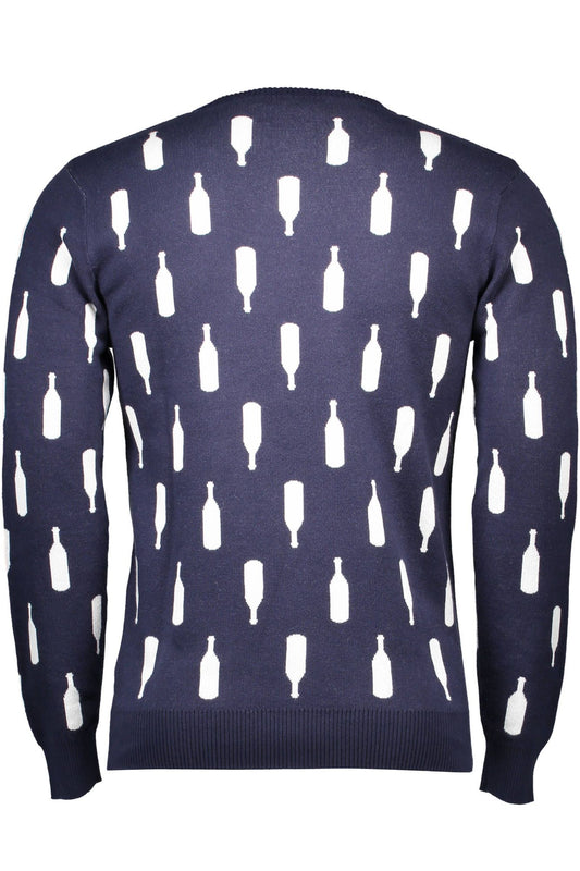 Blue Cotton Men Sweater