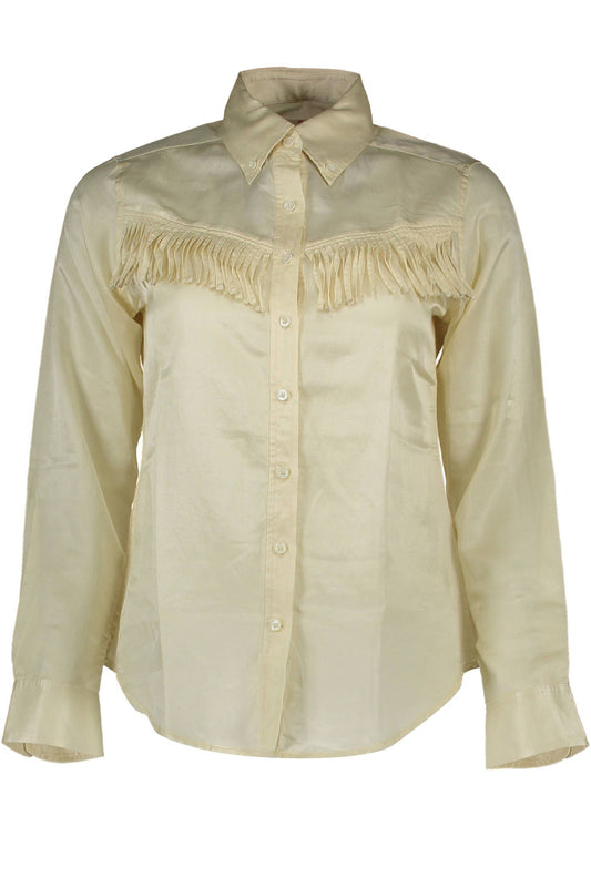 Beige Cotton Women Shirt