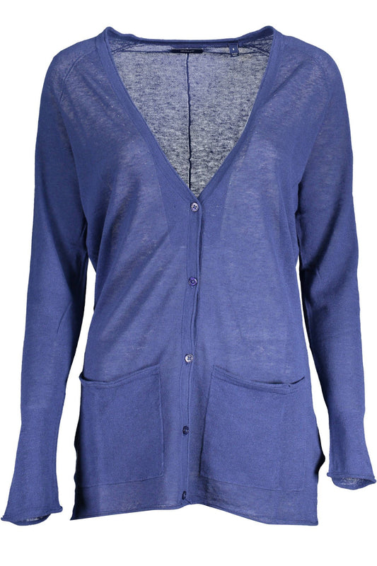 Blue Linen Women Cardigan