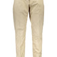 Beige Cotton Men Trouser