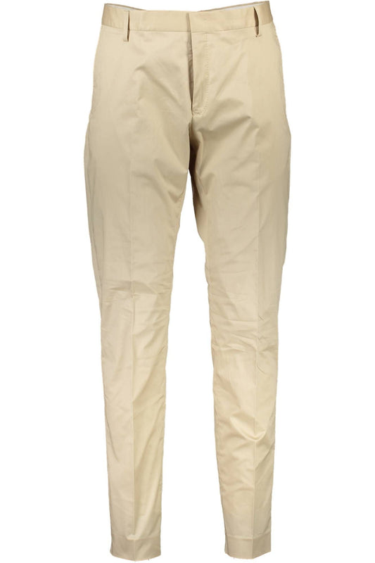 Beige Cotton Men Trouser