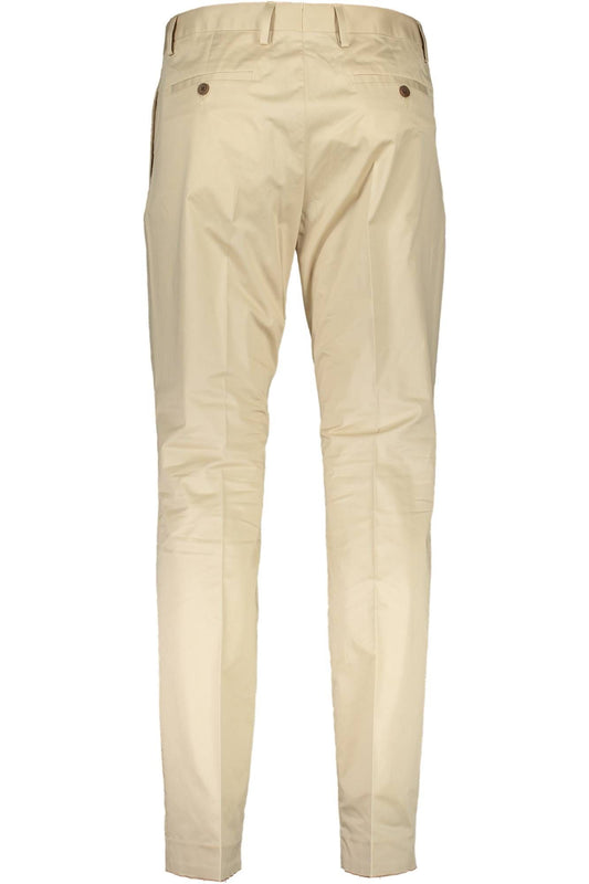 Beige Cotton Men Trouser