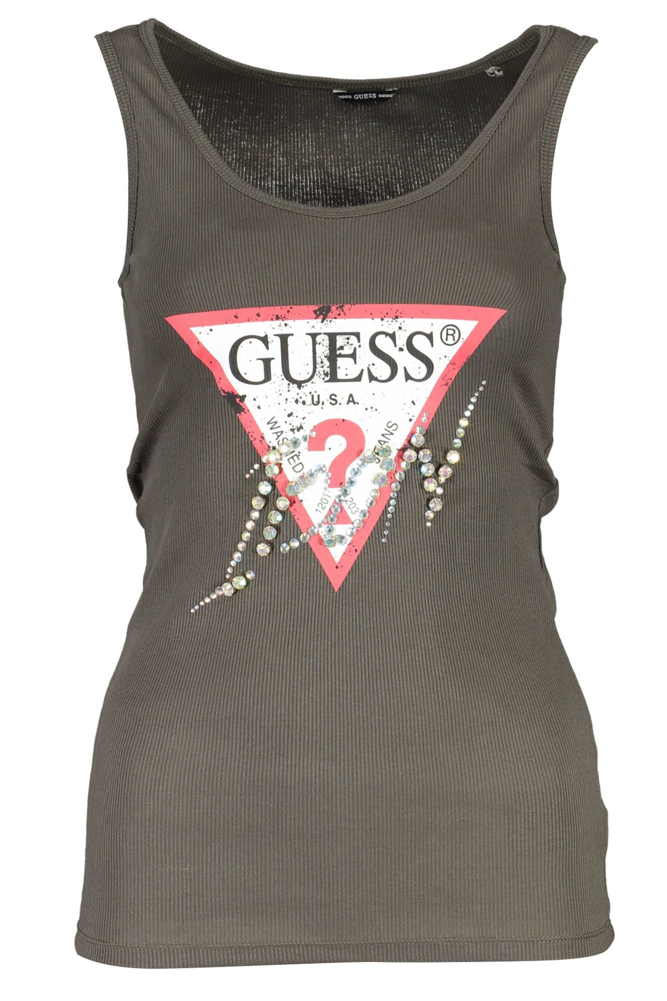 Green Cotton Women Tank Top