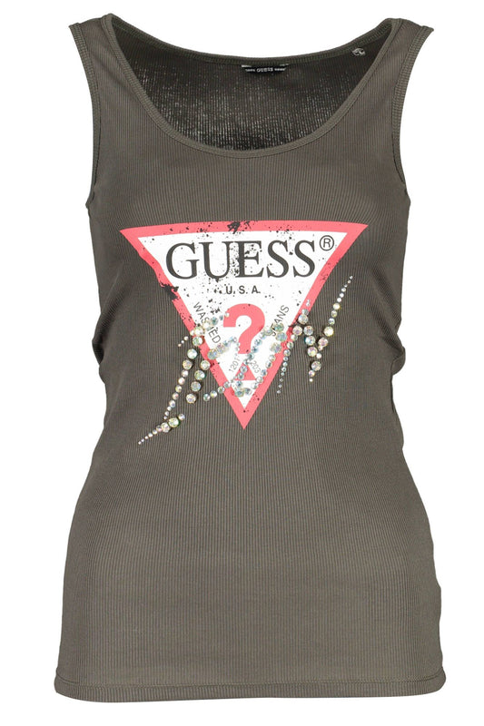 Green Cotton Women Tank Top