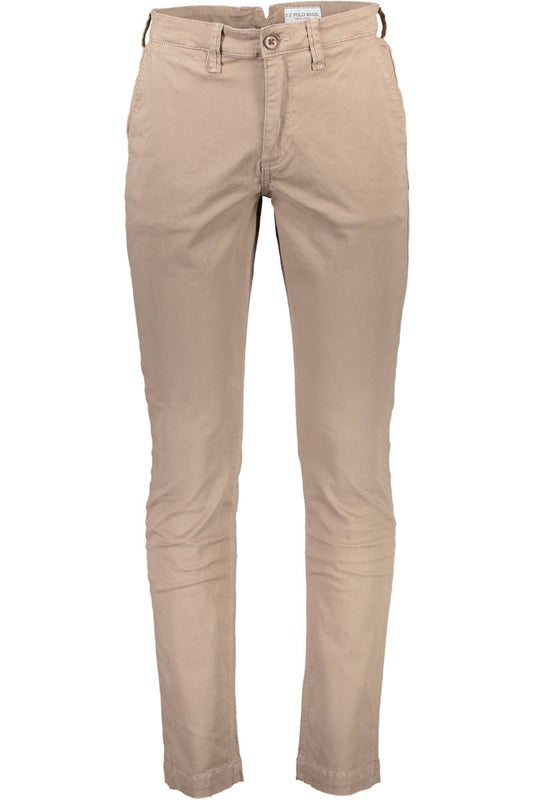 Beige Cotton Men Pant