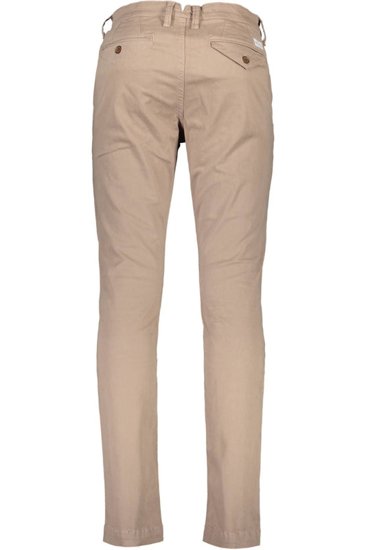 Beige Cotton Men Pant
