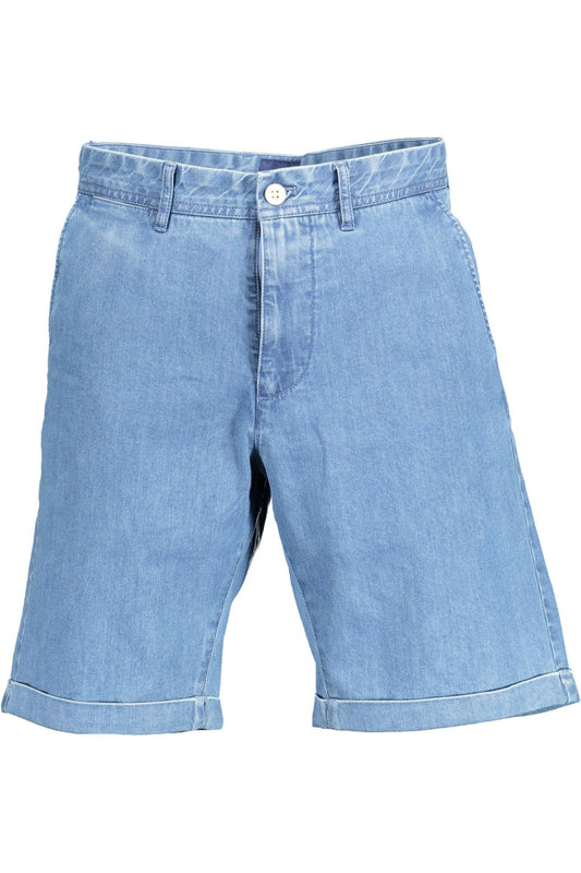 Light Blue Cotton Men Bermuda