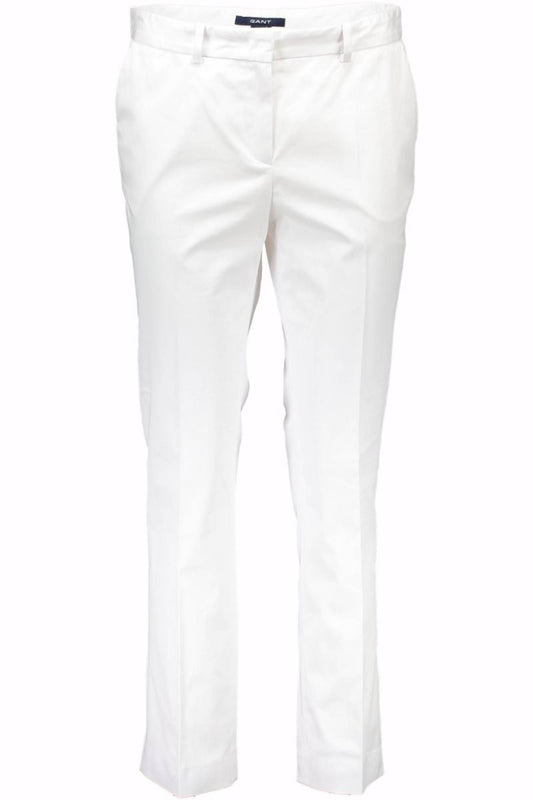 White Cotton Women Trouser