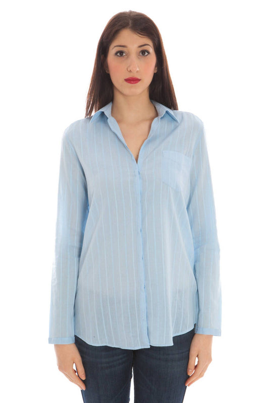 Light Blue Cotton Women Shirt