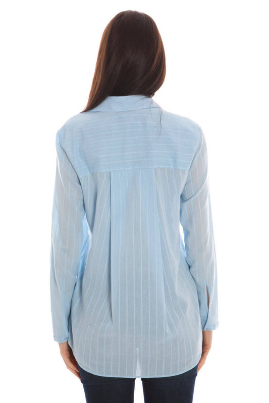 Light Blue Cotton Women Shirt