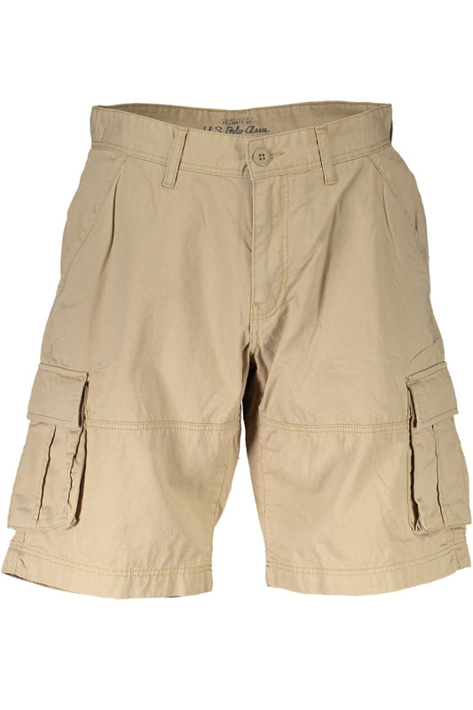 Beige Cotton Men Bermuda