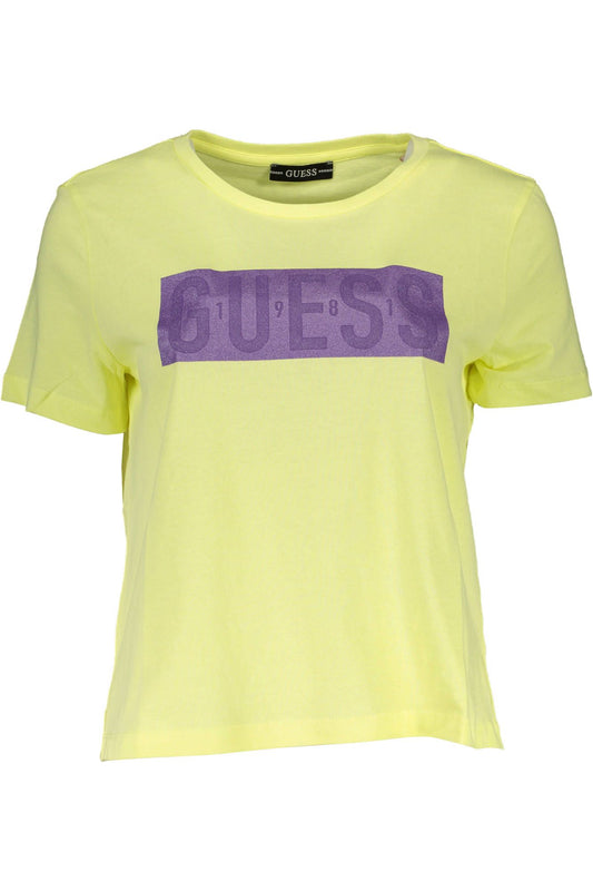Yellow Cotton Women T-Shirt
