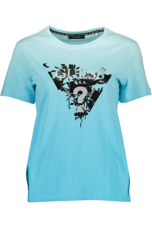 Light Blue Cotton Women T-Shirt