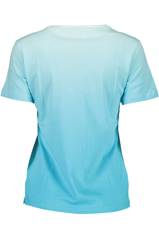 Light Blue Cotton Women T-Shirt