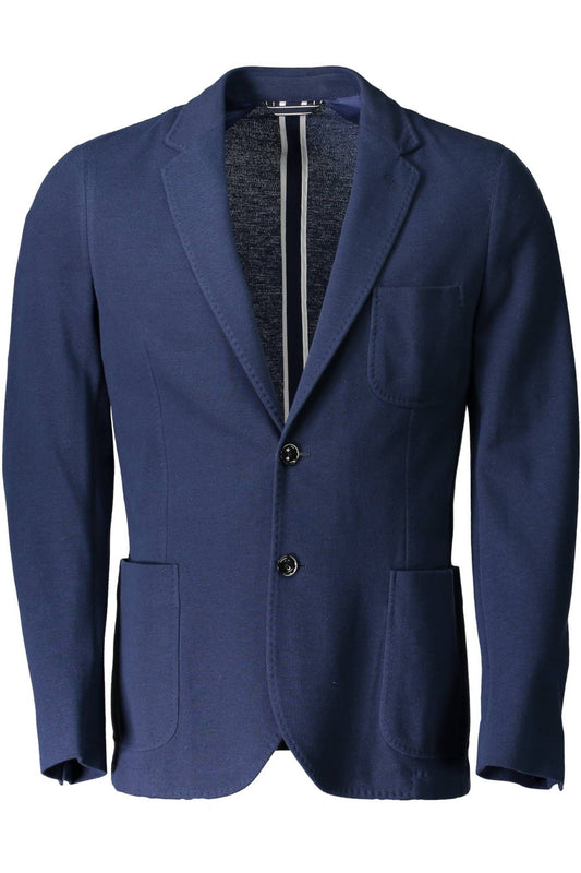 Blue Cotton Men Jacket