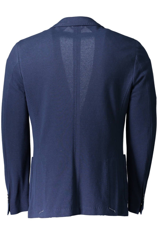 Blue Cotton Men Jacket