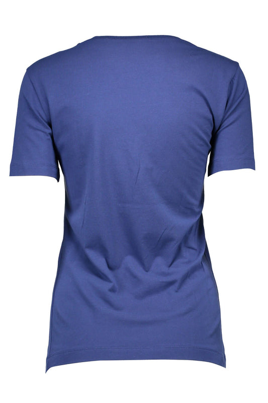 Blue Cotton Women T-Shirt